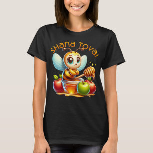 Camiseta Abelhas de Mel Shana Tova Cute com Maçãs