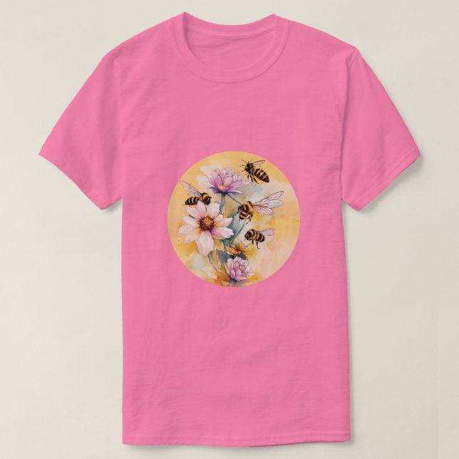 Camiseta Abelhas E Flores (Frente do Design)