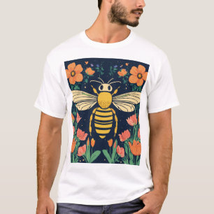 Camiseta Abelhas e Harmonia de flor silvestre"