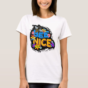 CAMISETA ABELHAS SIMPÁTICAS FLORES COLORIDAS FLORAIS