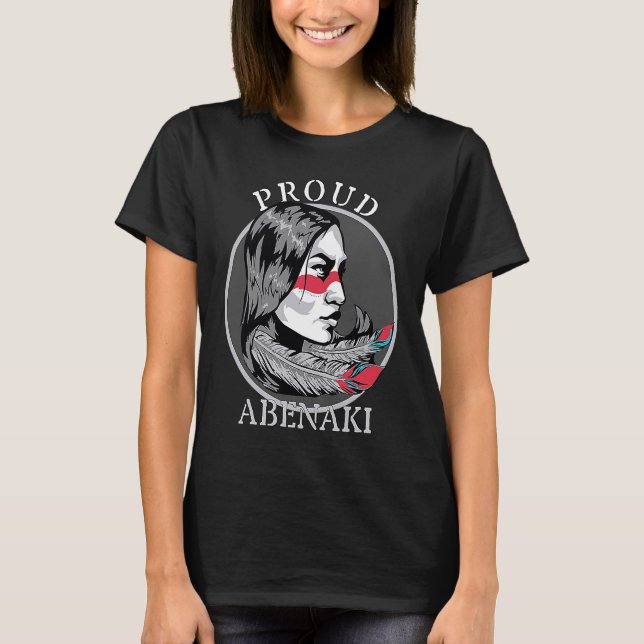 Camiseta Abenaki American Indian Tribe Warrior Girl Feather (Frente)