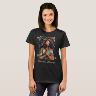 Camiseta Abençoa Natal Mulher Negra Rezando