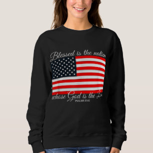 Camiseta Abençoada é a Nação Salm 3312 4 de julho Bandeira