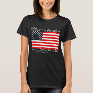 Camiseta Abençoada é a Nação Salm 3312 4 de julho Bandeira