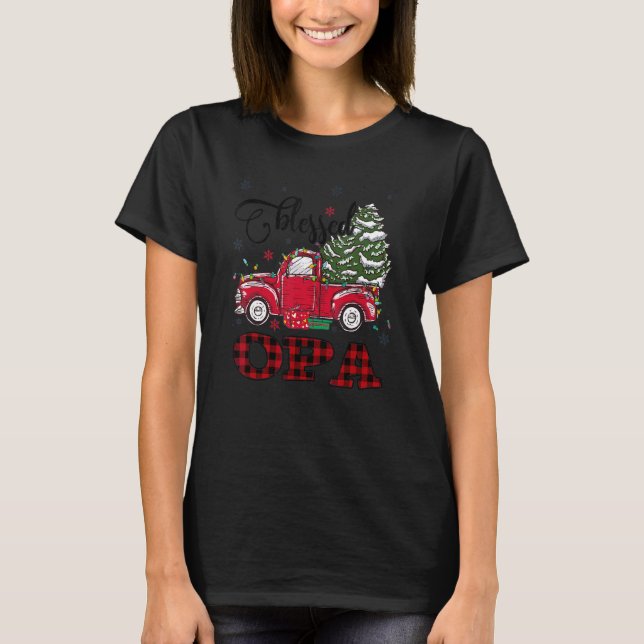 Camiseta Abençoada Família Opa Christmas Lights Truck Red T (Frente)