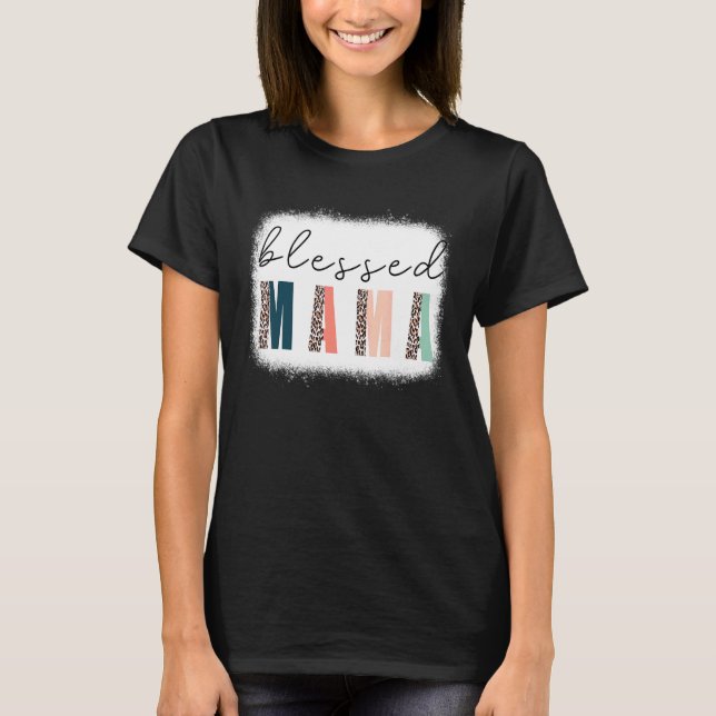 Camiseta Abençoada Mãe Branqueada Mamãe Leopardo (Frente)