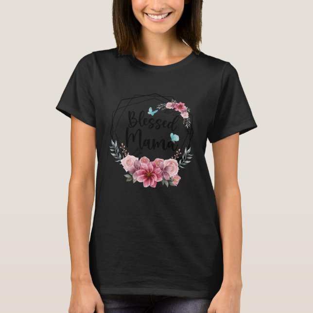 Camiseta Abençoada Mãe com Mãe Floral Dia 2023 (Frente)