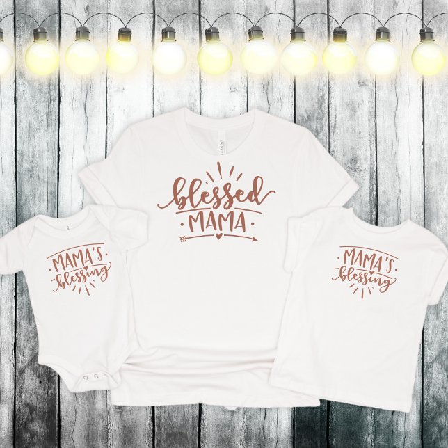 Camiseta Abençoada Mãe, Mamãe e Eu, Cor Personalizável (Criador carregado)