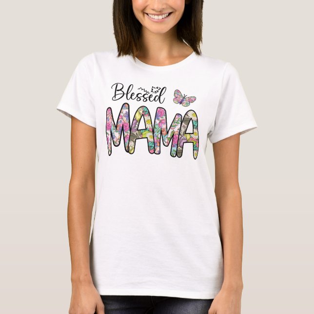 Camiseta abençoada mamã borboleta (Frente)