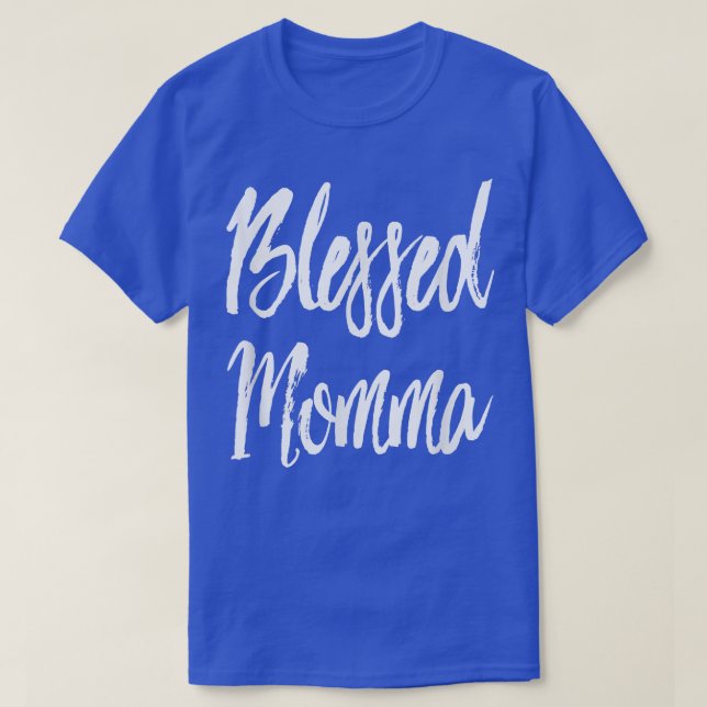 Camiseta Abençoada Mamãe Script Escrevendo T (Frente do Design)