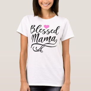 Camiseta Abençoada mamãe, texto preto