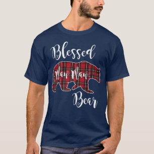 Camiseta Abençoada Maw Bear Red Tartan Patterna de Xadrez M