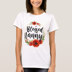 Camiseta Abençoada Nanny Floral Fllower Mãe Vovó Mãe Da