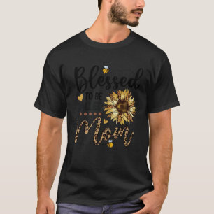 Camiseta Abençoada Por Ser Chamada Mamãe Leopard Sunflower