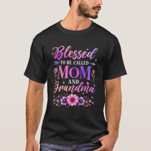 Camiseta Abençoada Por Ser Chamado De Mãe E Avó Floral Gran