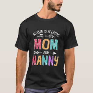 Camiseta Abençoada Seja Chamada Mãe e Avó Mães Engraçadas