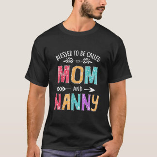 Camiseta Abençoada Seja Chamada Mãe e Avó Mães Engraçadas