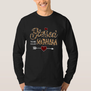 Camiseta Abençoada Seja Chamada Mãe Leopard Xadrez Vermelha