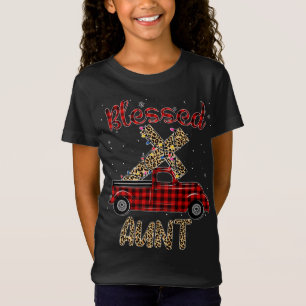 Camiseta Abençoada Tia Natal, Xadrez Vermelha, Família de C