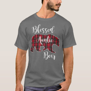 Camiseta Abençoada Tia Urso Vermelho Tartan Xadrez Diversão