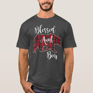 Camiseta Abençoada Tia Urso Vermelho Tartan Xadrez Diversão