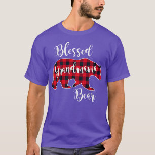 Camiseta Abençoada vovó Urso Vermelho Buffalo Xadrez Gra