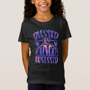 Camiseta Abençoado e Taco obcecou o Iridescente Negra