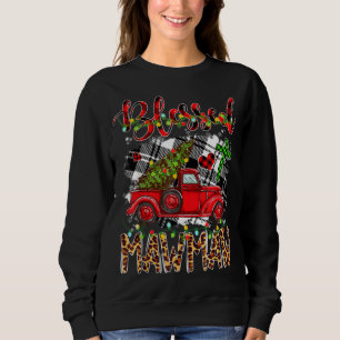 Camiseta Abençoado Mawmaw Red Truck Xadrez Árvore de Natal