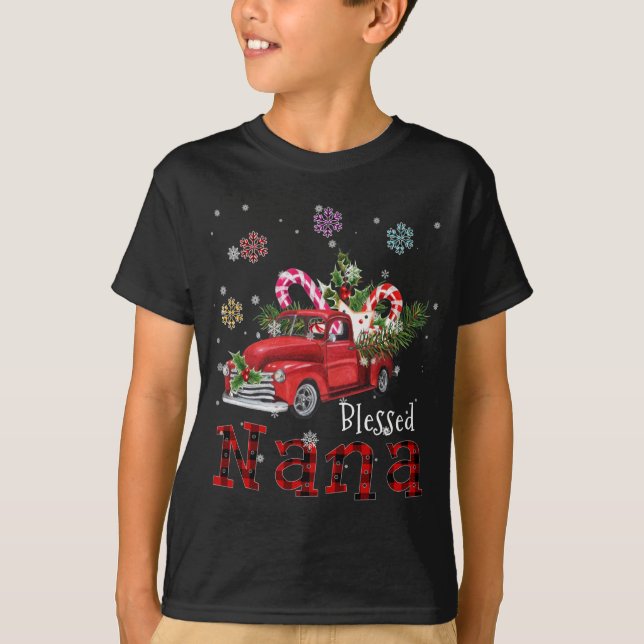 Camiseta Abençoado Nana Christmas Red Truck Gift Para Avó (Frente)