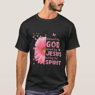 Camiseta Abençoado Por Deus Amado Por Jesus Flor Cro Cristã
