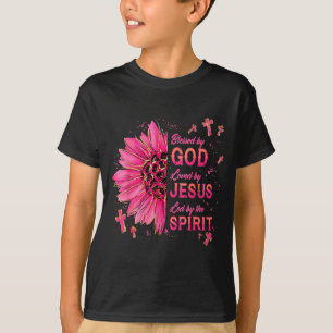 Camiseta Abençoado Por Deus Amado Por Jesus Girassol Cristã