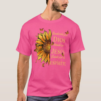 Camiseta Abençoado Por Deus - Amado Por Jesus Girassol Espa