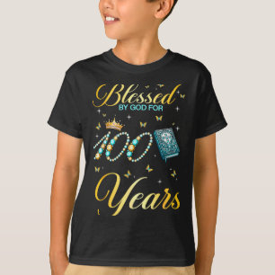 Camiseta Abençoado Por Deus Por 100 Anos De Idade 100º Aniv