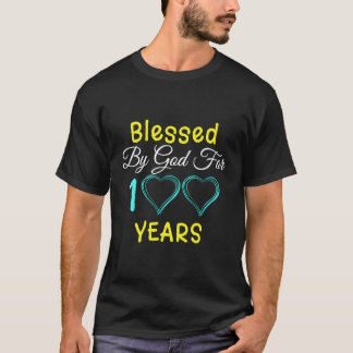 Camiseta Abençoado Por Deus Por 100 Anos Feliz 100º Anivers