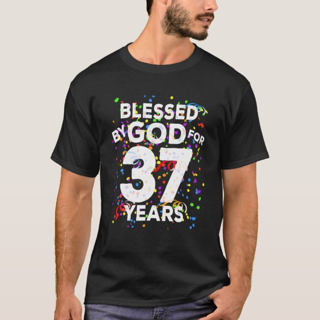 Camiseta Abençoado Por Deus Por 37 Anos Feliz 37 Anos De An (Frente)