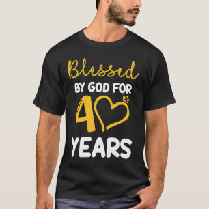 Camiseta Abençoado Por Deus Por 40 Anos Coração Grande 40 A