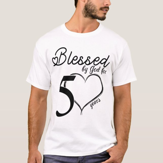Camiseta Abençoado por Deus por 50 anos (Frente)