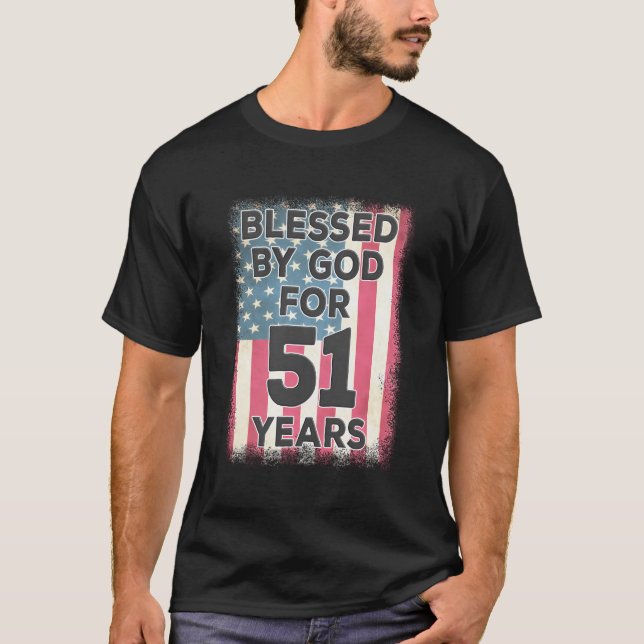 Camiseta Abençoado Por Deus Por 51 Anos A Rua Americana Fla (Frente)