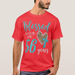 Camiseta Abençoado por Deus Por 56 Anos Feliz 56 Dias De Fo