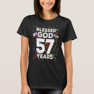 Camiseta Abençoado por Deus Por 57 Anos Feliz 57º Aniversár
