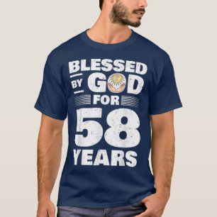 Camiseta Abençoado por Deus por 58 anos58º aniversário