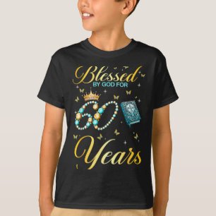 Camiseta Abençoado por Deus por 60 Anos de Idade Aniversári