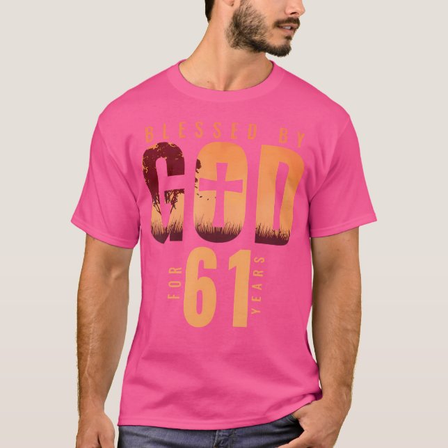 Camiseta Abençoado Por Deus Por 61 Anos 6110Ruas Religiosas (Frente)