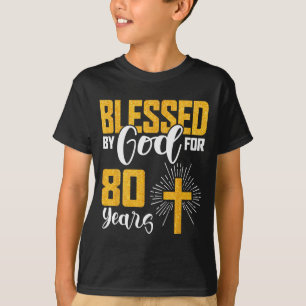 Camiseta Abençoado Por Deus Por 80 Anos De Idade 80º Aniver