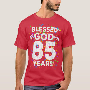 Camiseta Abençoado por Deus Por 85 AnosFeliz 85º Aniversári