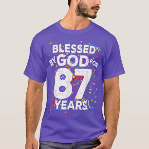 Camiseta Abençoado por Deus Por 87 Anos Feliz 87º Aniversár