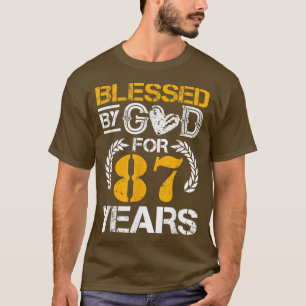 Camiseta Abençoado por Deus Por 87 Anos Feliz 87º Aniversár