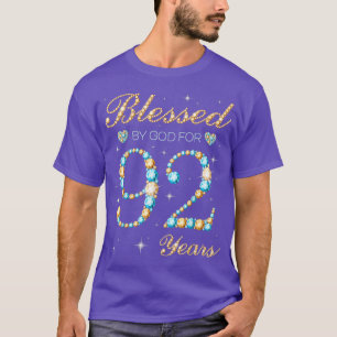 Camiseta Abençoado Por Deus Por 92 Anos De Idade 92ª Parte
