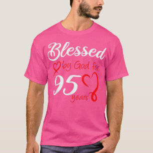 Camiseta Abençoado por Deus por 95 anos de Festa de anivers