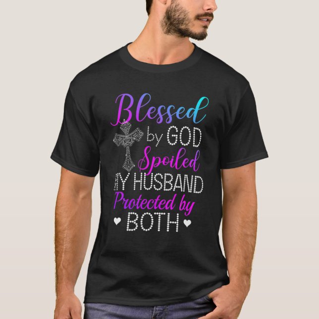 Camiseta Abençoado Por Deus Que Meu Marido Protegeu Por (Frente)